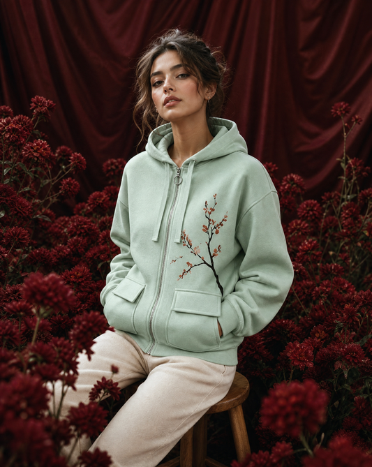 ŌN'NA | Felpa con cerniera Sakura