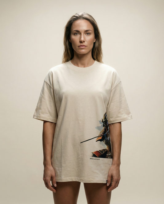 BATTLE SPIRIT | Maglietta oversize di cotone naturale non sbiancato