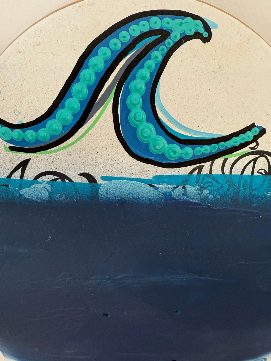 Artistic wave design on the OG Kanagawa homenage #3 Deck 2023 by SWELLŌ with vibrant colors and intricate detailing.