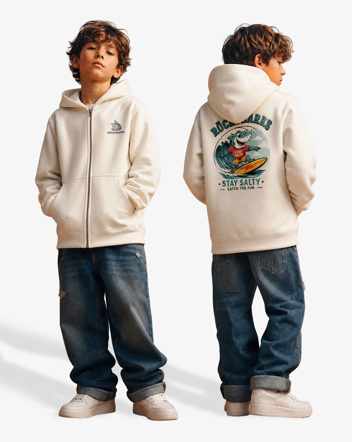 Rock Sharks | Sudadera con cremallera de algodón orgánico