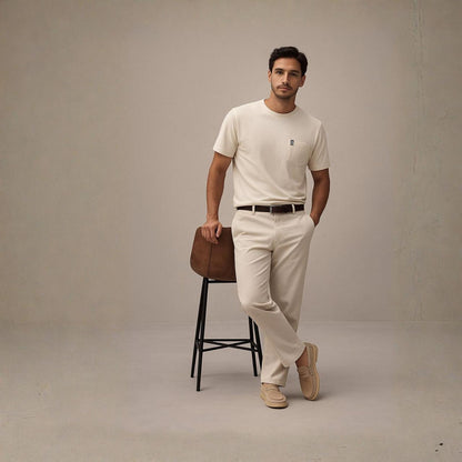Maglietta minimal di lusso con taschino