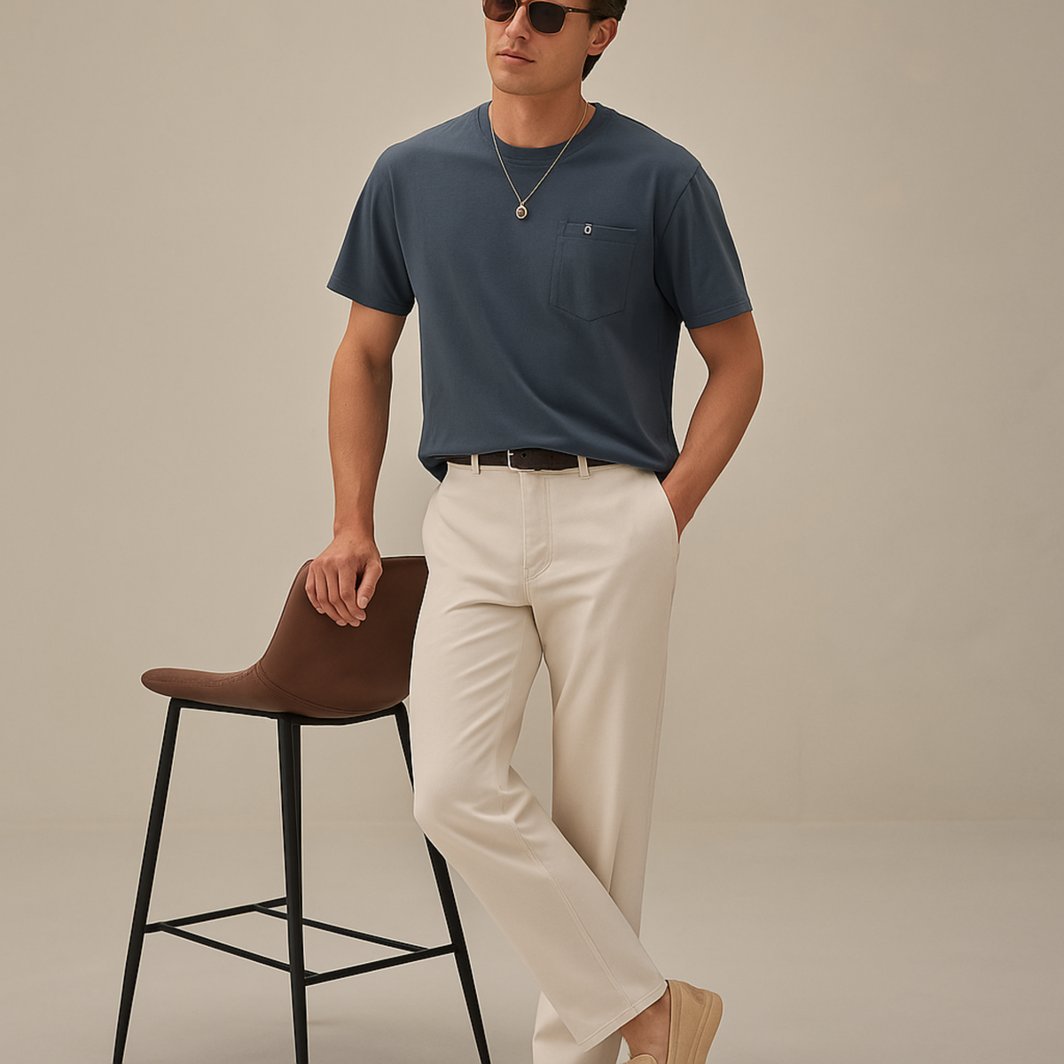 Maglietta minimal di lusso con taschino