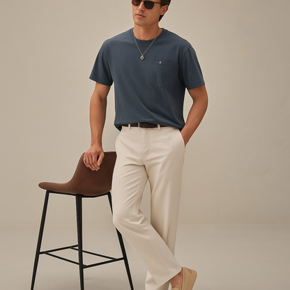 Maglietta minimal di lusso con taschino